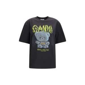 Ganni Gray Cotton Women's T-Shirt